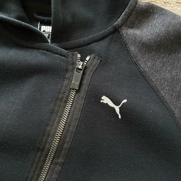 Puma Women Black Grey Full Zip Activewear Hoodie Jumper Sz XS AU8 - Picture 5 of 10